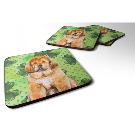 Tibetan Mastiff St.Patricks Foam Coaster, 3.5 X 3.5 In. - Set Of 4